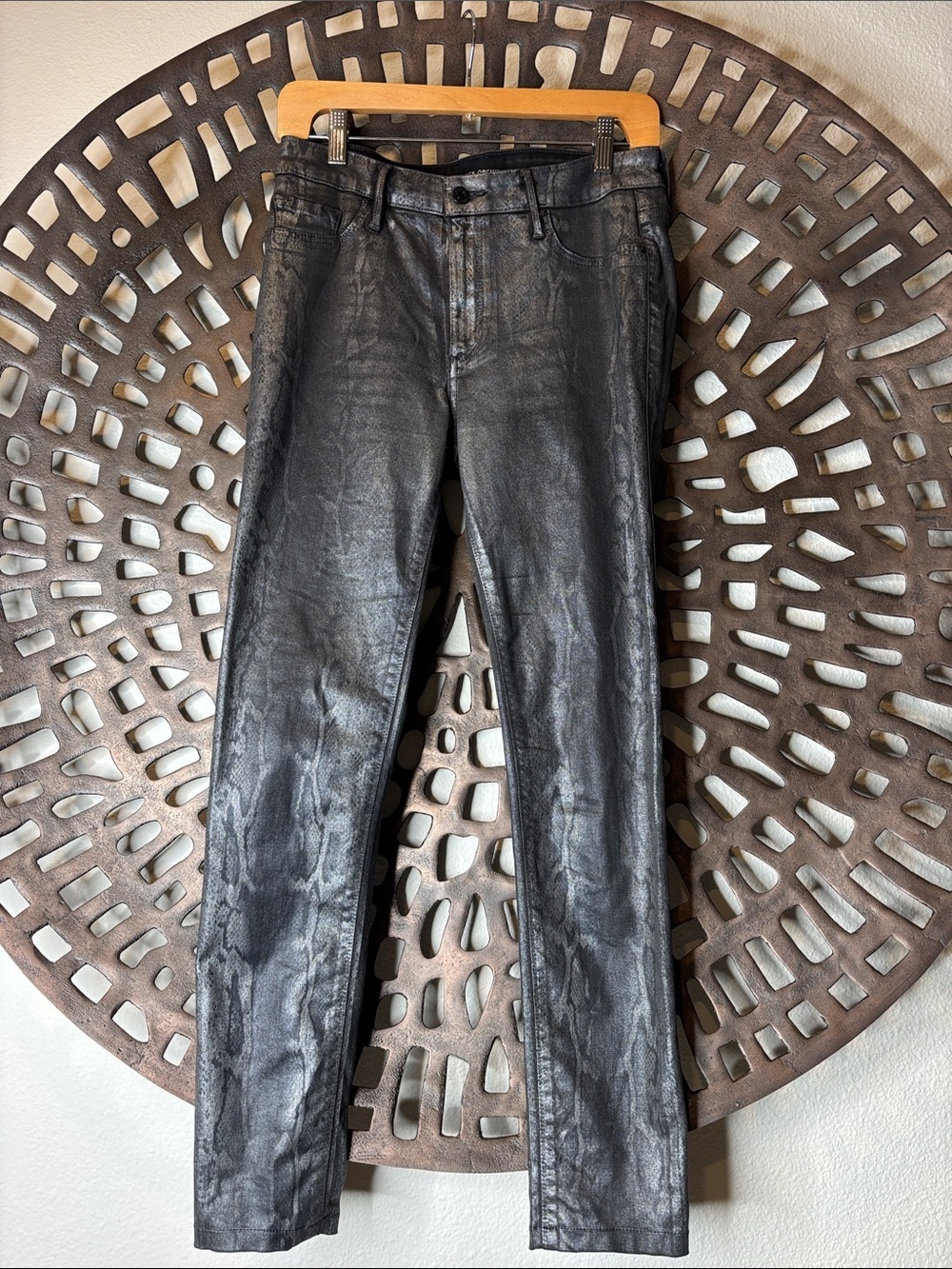 ❤️Black Orchid Shiny Faux Leather Skinny Pants Women's Size 28 Cotton Stretch ❤️